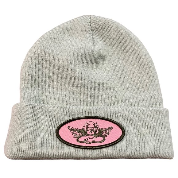 Boys Lie Accessories - NEW BOYS LIE BEANIE HAT FOLDOVER GREEN PINK LOGO PATCH